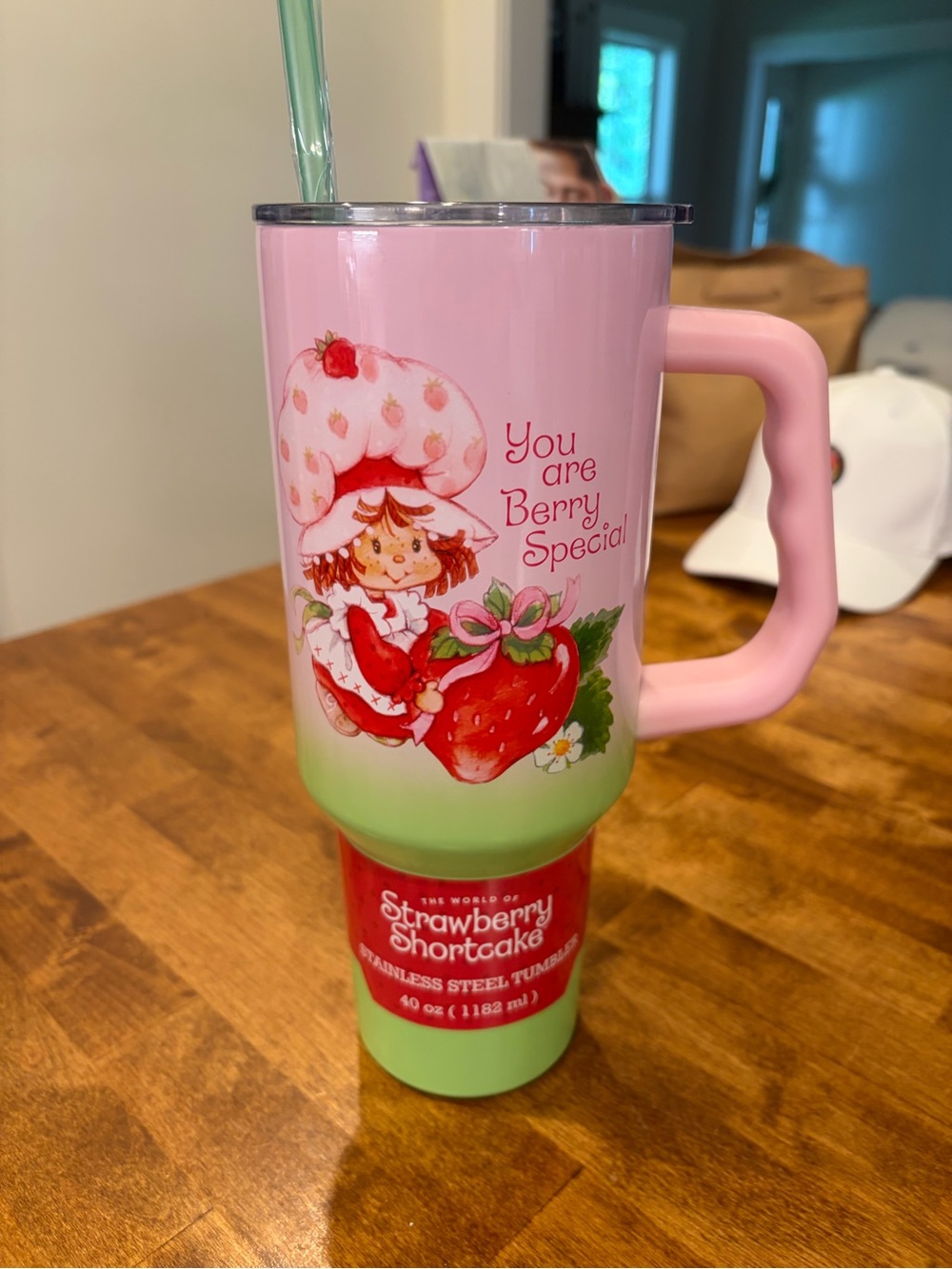 Strawberry Shortcake Pink & Green Stainless Steel Tumbler Mug